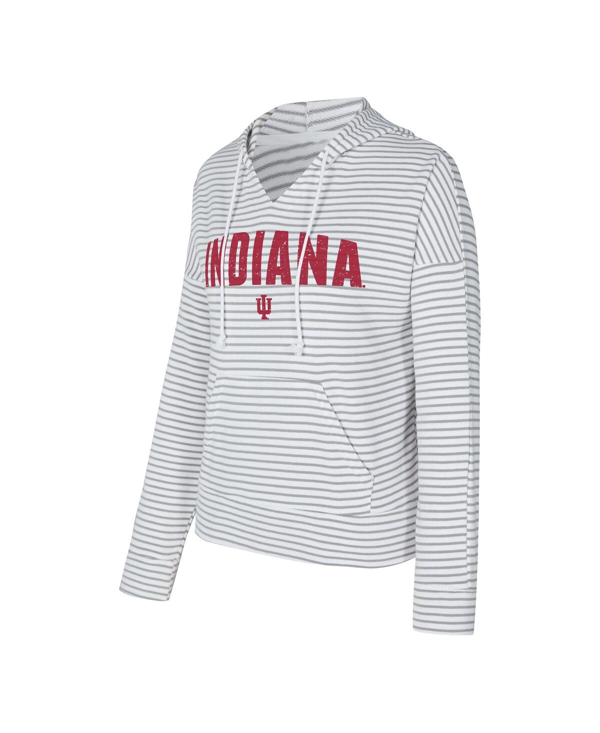 Concepts Sport Men's White/Gray Indiana Hoosiers French Terry Striped V-Neck Pullover Hoodie
