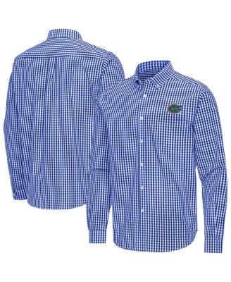 Antigua - Men's Royal Florida Gators Ellis Woven Tri-Blend Long Sleeve Button-Down Shirt
