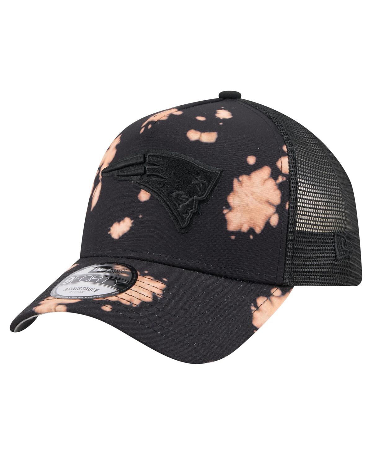 New Era Men'sâ Black New England Patriots Bleached 9forty A-frame Adjustable Hat In Black