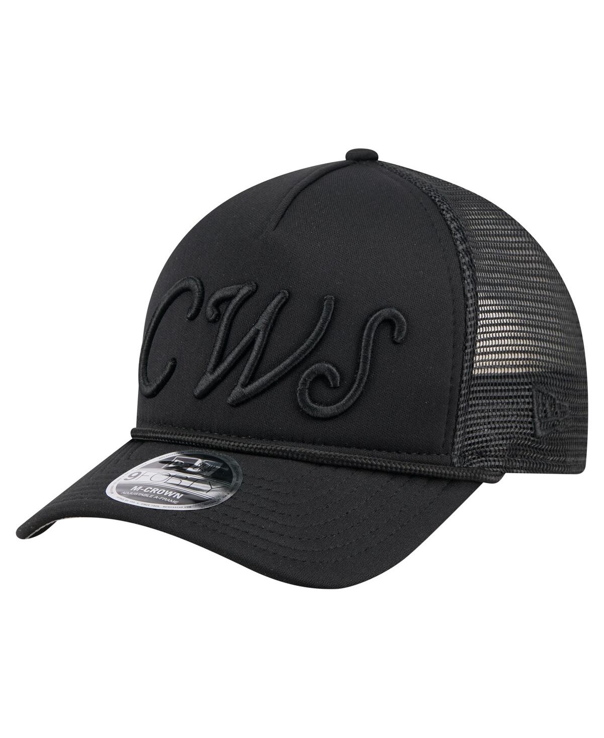 New Era Men's Black Chicago White Sox City Initial 9forty A-frame M-crown Adjustable Trucker Hat In Black