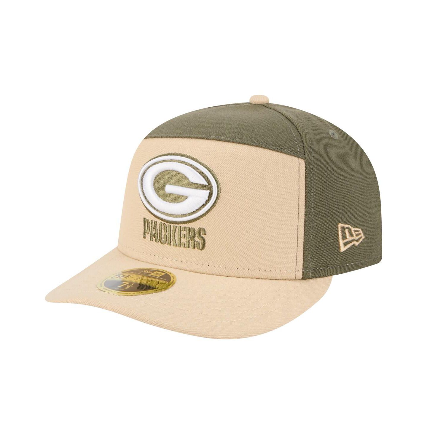 Мужские головные уборы New Era Light Beige/Olive Green Bay Packers Two-Tone Color Pack Split Panel 59FIFTY Fitted Hat — фото 1
