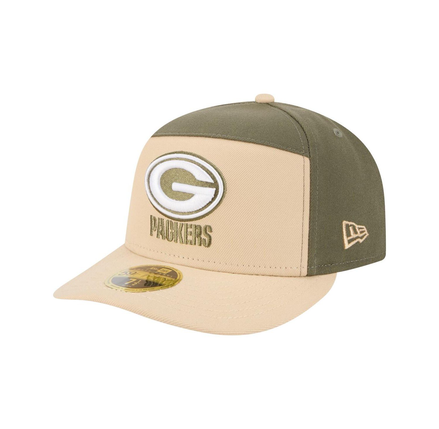 Men's Light Beige/Olive Green Bay Packers Two-Tone Color Pack Split Panel 59FIFTY Fitted Hat