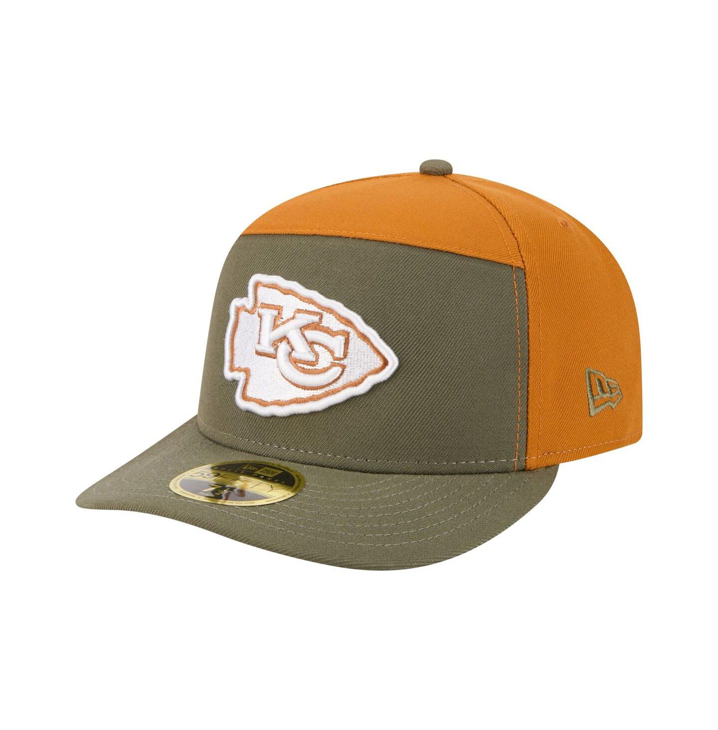 Мужские головные уборы New Era Olive/Brown Kansas City Chiefs Two-Tone Color Pack Split Panel 59FIFTY Fitted Hat — фото 1
