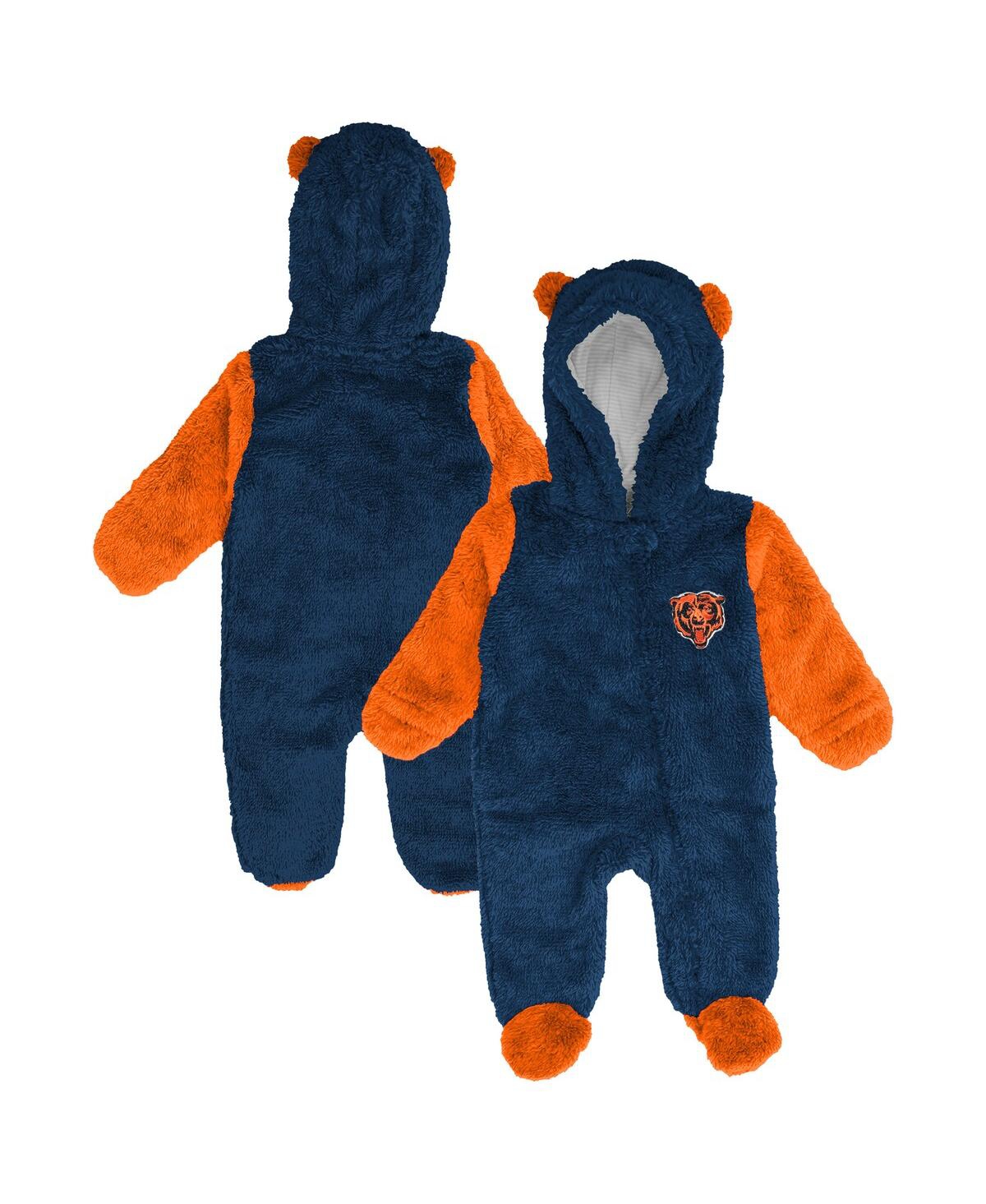 Outerstuff Baby Boys And Girls Navy Chicago Bears Stay Napping Fleece Bunting Full-zip Sleeper In Blue