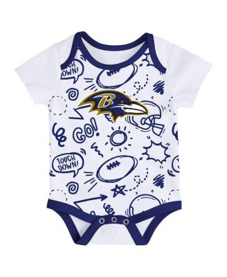 Baby Boys and Girls 3-Piece Baltimore Ravens All Day Play Bodysuit Set