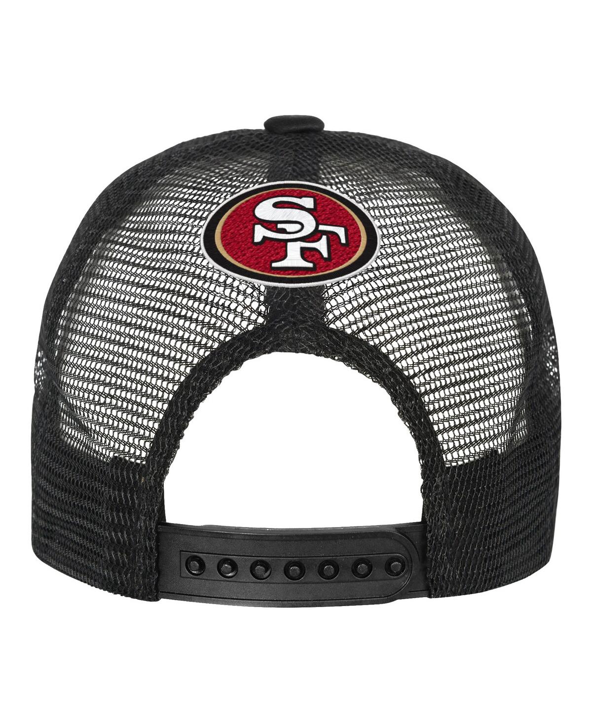 Outerstuff Big Boys And Girls White/black San Francisco 49ers Modern Fan Trucker Adjustable Hat In Black