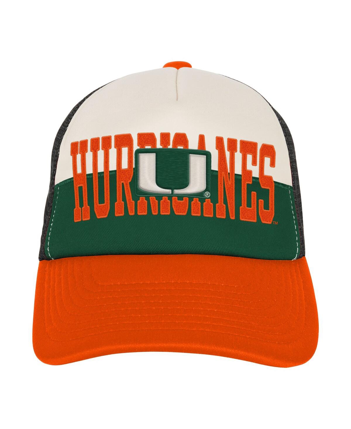 Outerstuff Big Boys And Girls Green/cream Miami Hurricanes Modern Fan Trucker Adjustable Hat In Multi