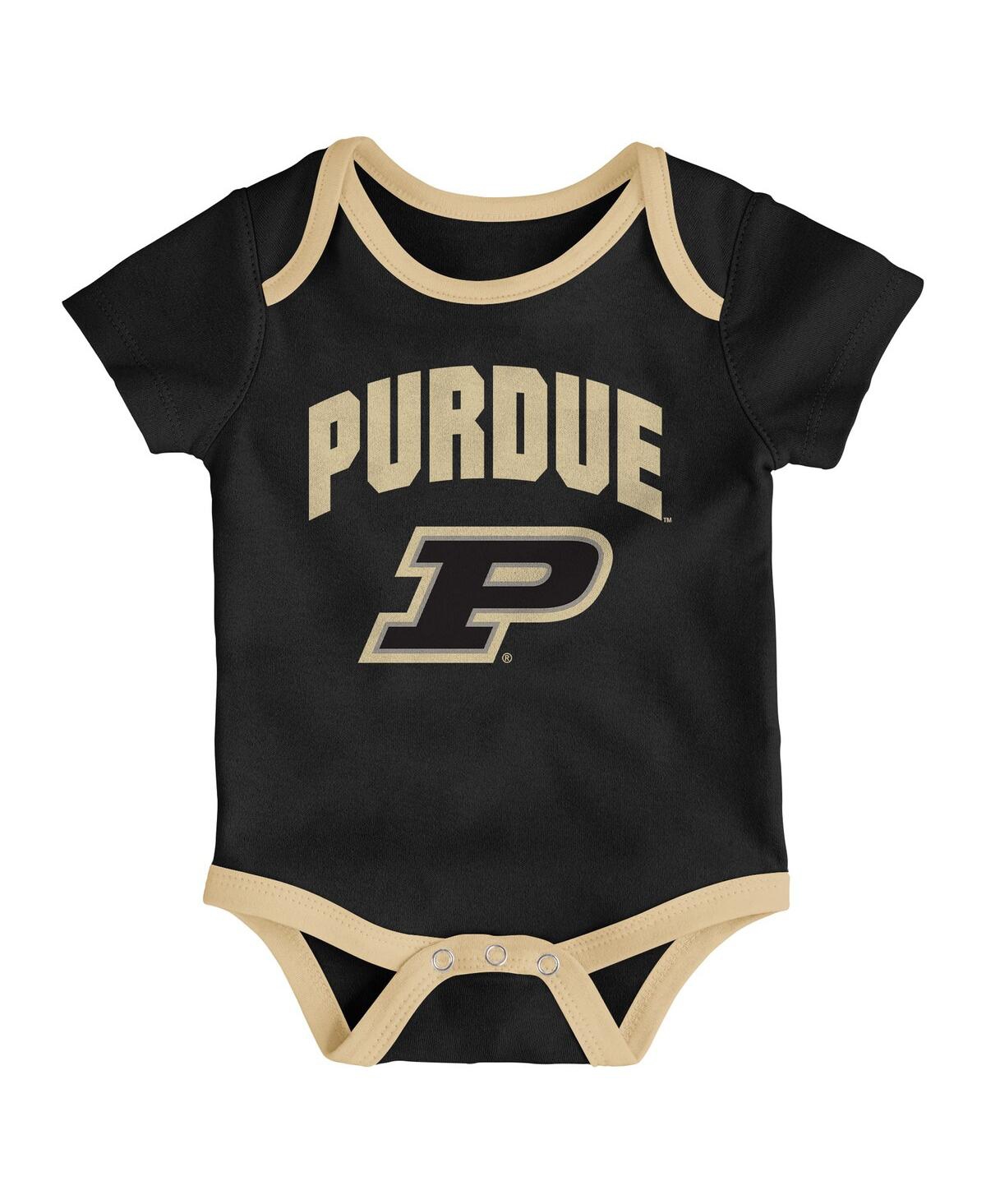 Outerstuff Baby Boys And Girls Purdue Boilermakers Three-pack All Day Play Bodysuit Set In Multi