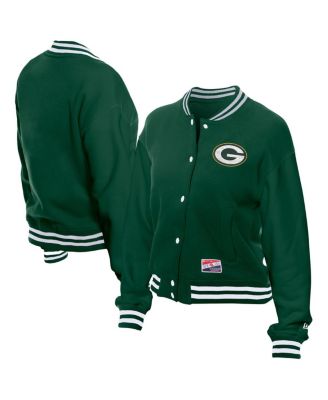 New Era - Women's Green  Bay Packers Throwback Fleece Full-Snap Jacket