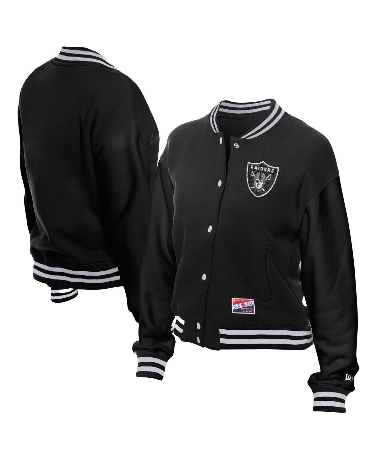 New Era Women's Black Las Vegas Raiders Throwback Fleece Full-snap Jacket