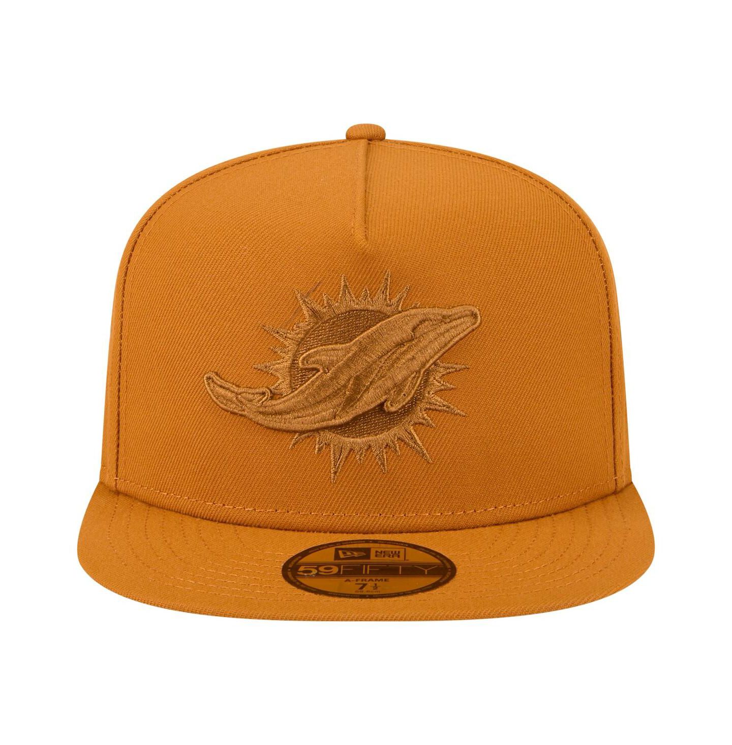 Мужские головные уборы New Era Brown Miami Dolphins Color Pack A-Frame 59FIFTY Fitted Hat — фото 5