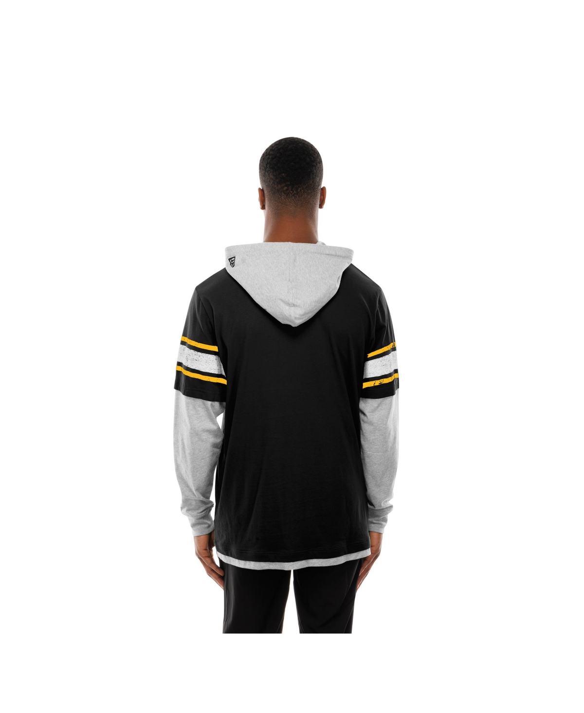New Era Men's Black Pittsburgh Steelers Twofer Layered Long Sleeve Hoodie T-shirt In Black