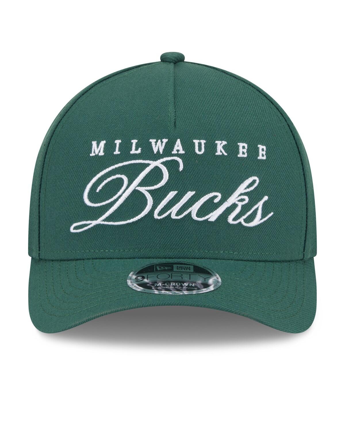 New Era Men's Hunter Green Milwaukee Bucks 2025 Nba Draft M-crown A-frame 9forty Adjustable Hat In Green