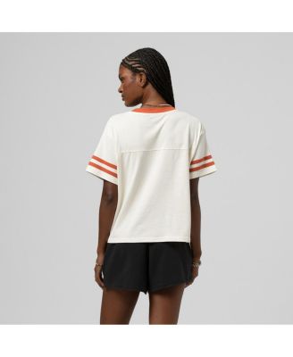 Women's Cream Texas Longhorns Cropped Ringer T-Shirt