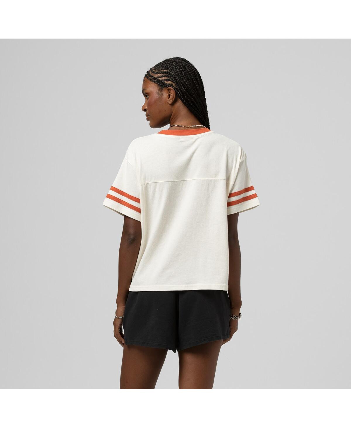 Mitchell & Ness Women's Cream Texas Longhorns Cropped Ringer T-shirt In White