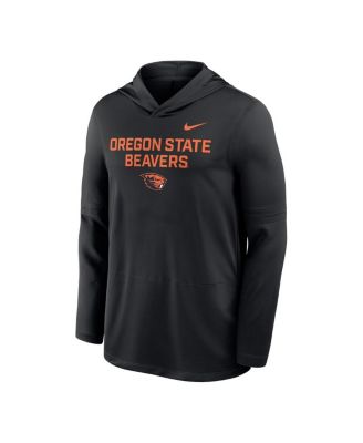 Men's Black Oregon State Beavers 2025 Sideline Dri-FIT Long Sleeve Hoodie T-Shirt