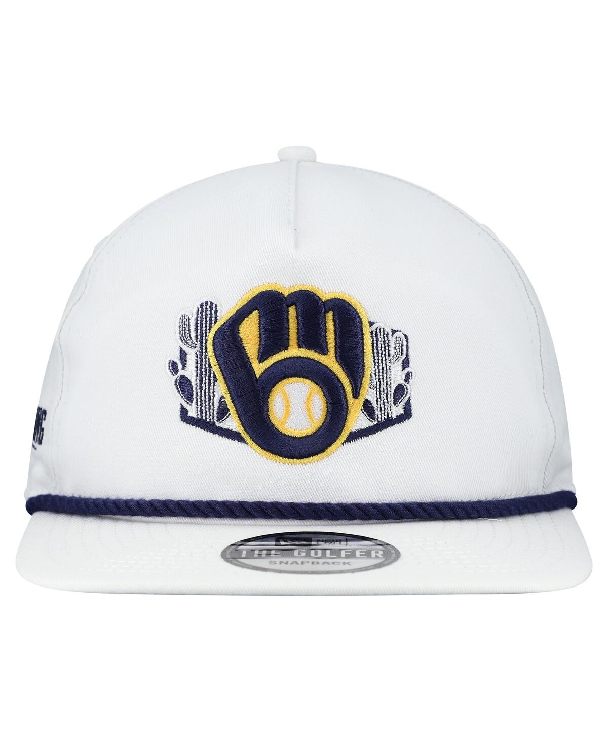 New Era Men's White Milwaukee Brewers 2025 Spring Training Palm Golfer Snapback Hat In White