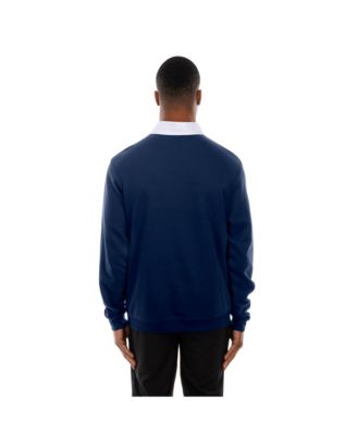 Men's Navy Atlanta Braves Throwback Prep Color Block Rugby Polo Shirt