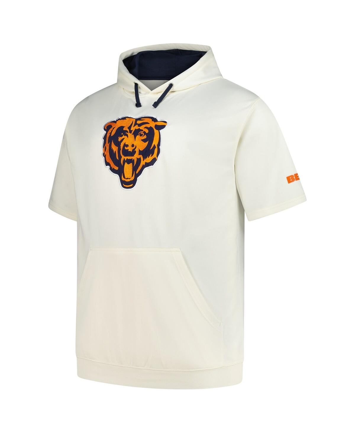 Profile Men's Oatmeal Chicago Bears Big Tall Chest Print And Logo Short Sleeve Pullover Hoodie In Brown