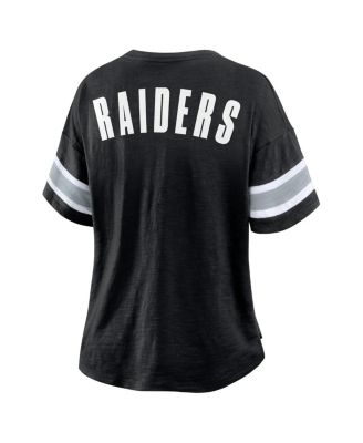 Women's Black Las Vegas Raiders Plus Size Redzone Notch Neck T-Shirt