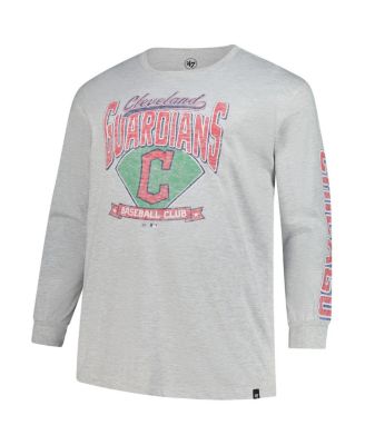 Men's&nbsp;Gray Cleveland Guardians Big Tall Distressed Franklin Long Sleeve T-Shirt