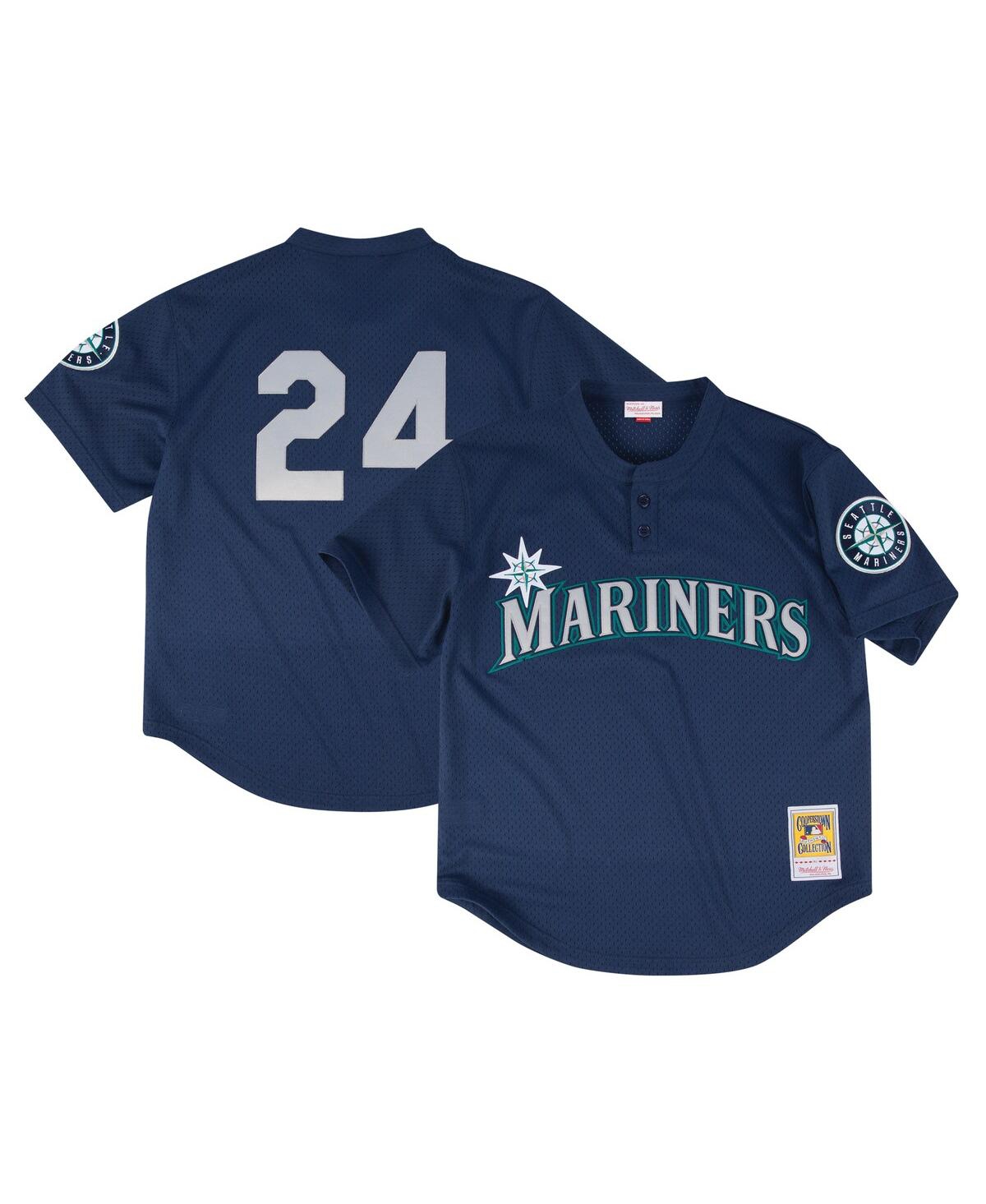 Mitchell & Ness Men's Profile Navy Seattle Mariners Big Tall Cooperstown Collection Mesh Batting Practice Jersey