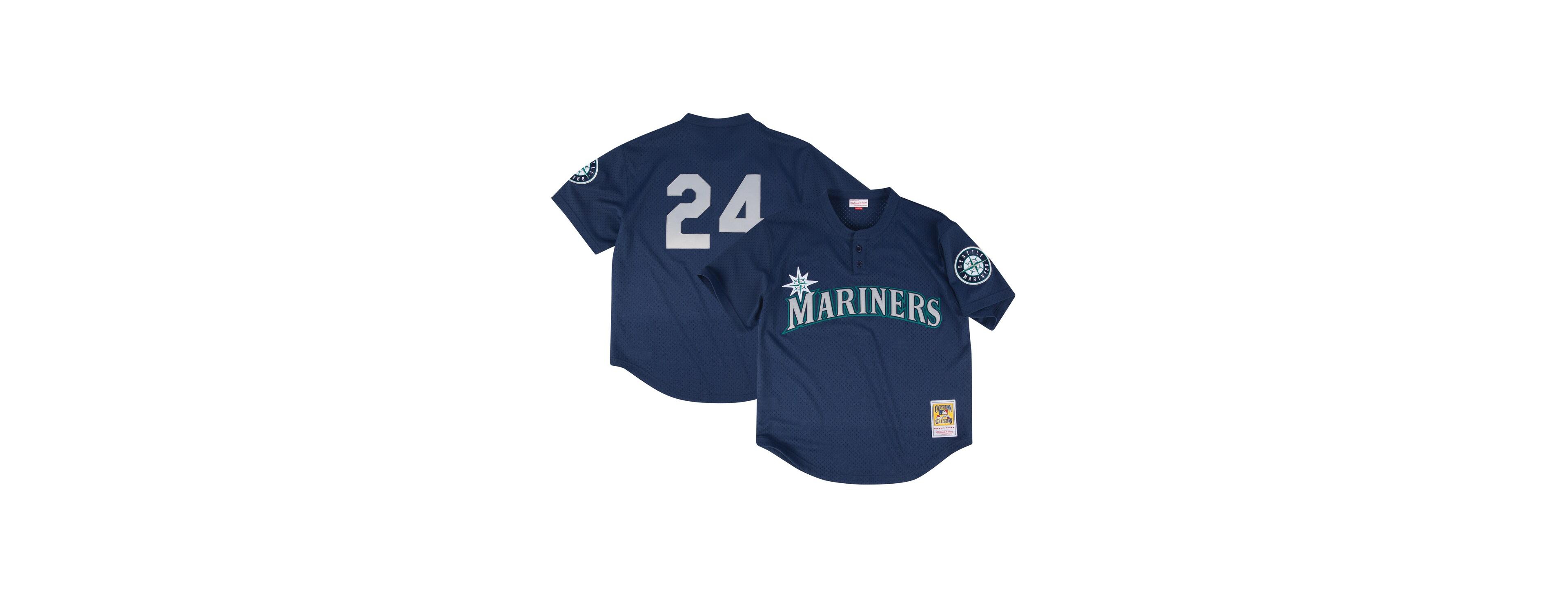 Mitchell & Ness Men's Profile Navy Seattle Mariners Big Tall Cooperstown Collection Mesh Batting Practice Jersey