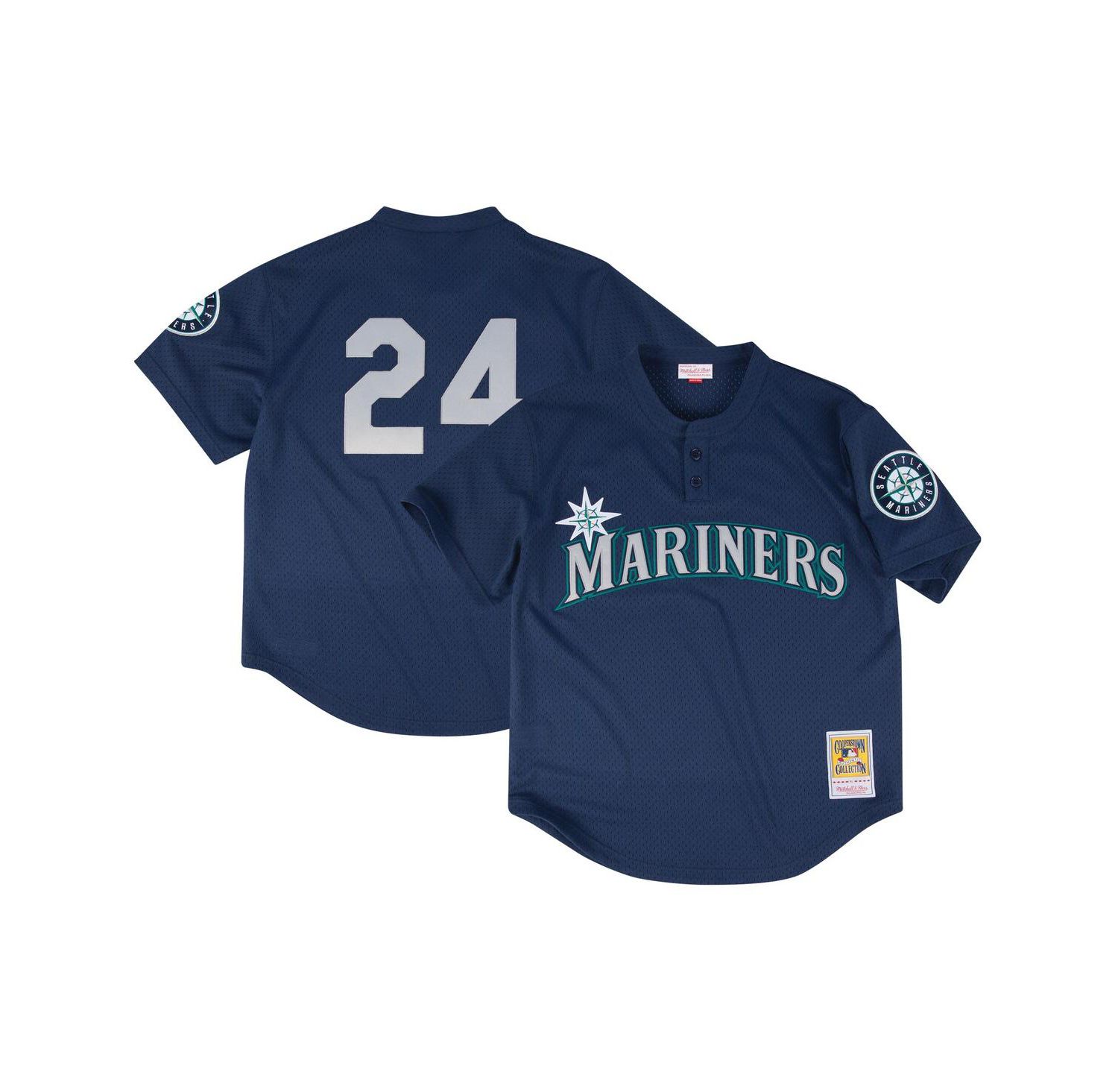 Men's Profile Navy Seattle Mariners Big & Tall Cooperstown Collection Mesh Batting Practice Jersey