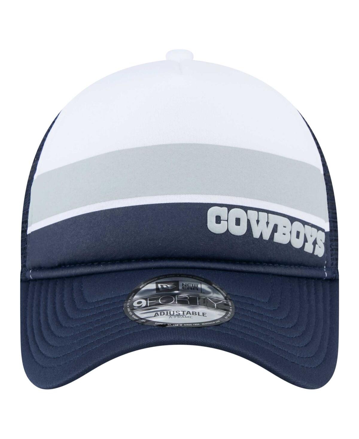 New Era Big Boys And Girls White/navy Dallas Cowboys Sport Night Color Block 9forty A-frame Trucker Adjustab In Blue