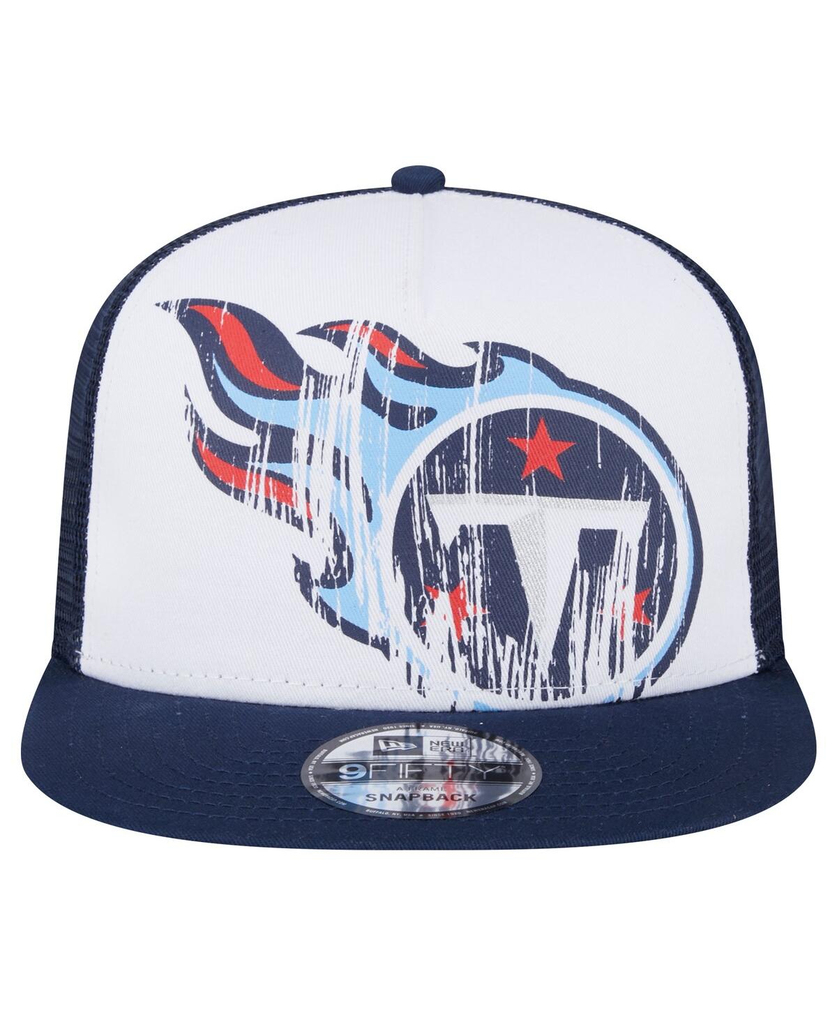 New Era Big Boys And Girls White/navy Tennessee Titans Distressed 9fifty A-frame Snapback Hat In Blue