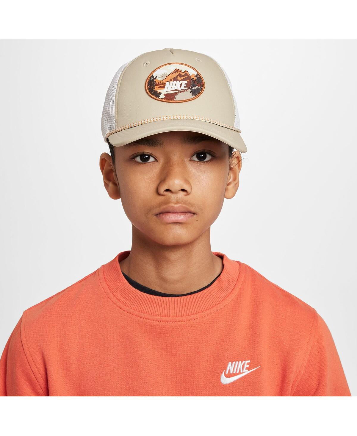 Nike Kids' Big Boys And Girls Khaki Rise Trucker Adjustable Hat In Brown