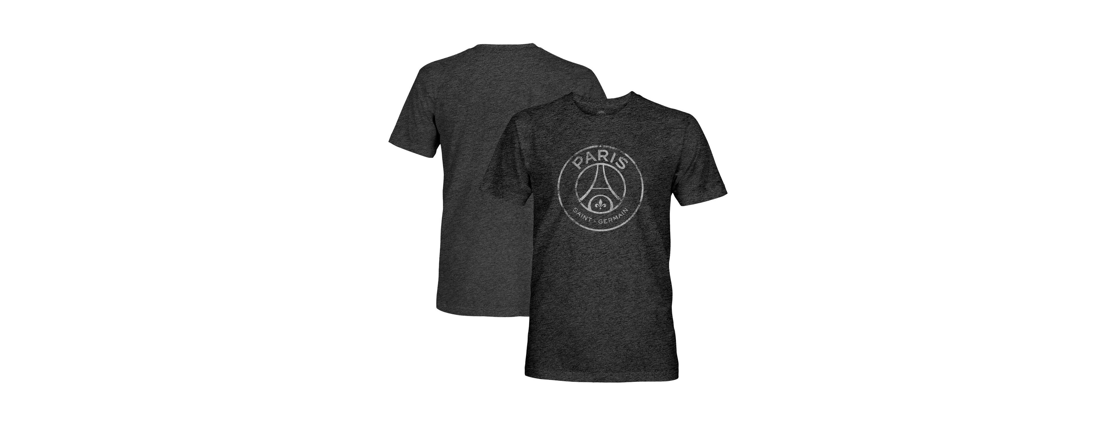 1863FC Men's Black Paris Saint-Germain Mono Badge Vintage Tri-Blend T-Shirt
