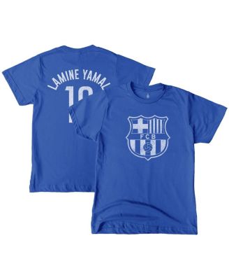 1863FC - Big Boys and Girls Lamine Yamal Blue Barcelona Player Name Number T-Shirt