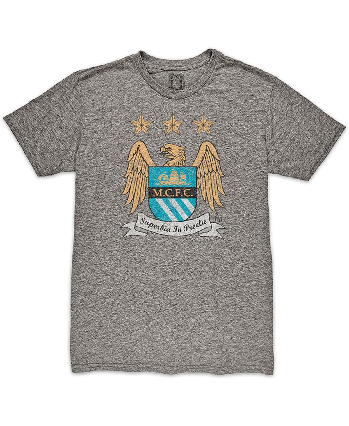 1863FC Men's Heather Gray Manchester City Retro Crest T-Shirt