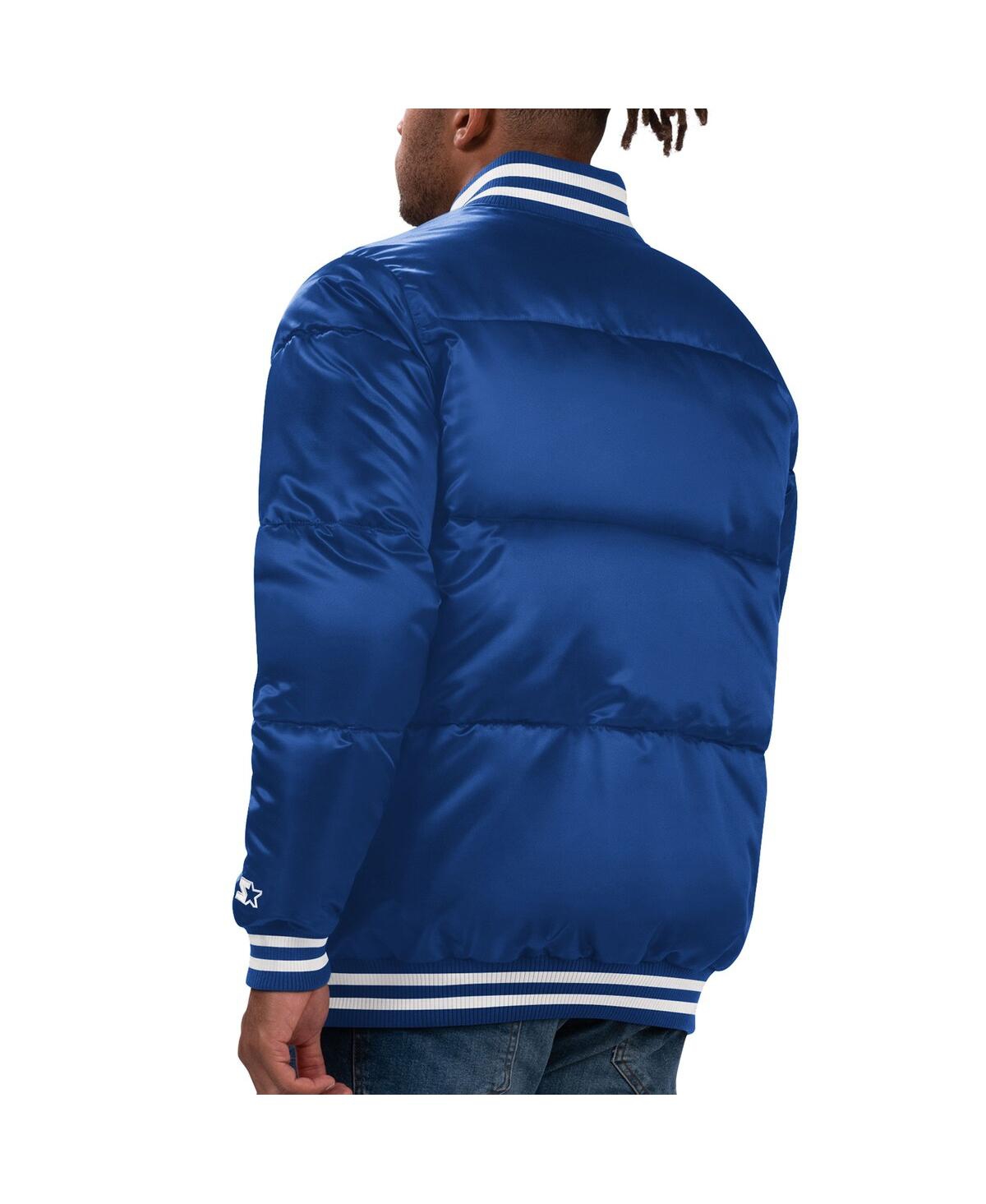 Starter Men's Royal New York Mets Bronx Satin Full-snap Bomber Jacket In Blue