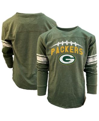 Wes & Willy - Big Boys and Girls Heather Green  Bay Packers Football Long Sleeve T-Shirt