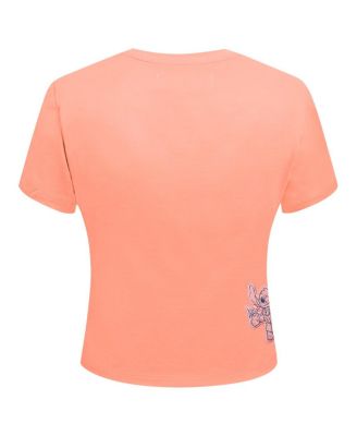 Women's Coral Lilo and Stitch Vacation Baby Doll T-Shirt