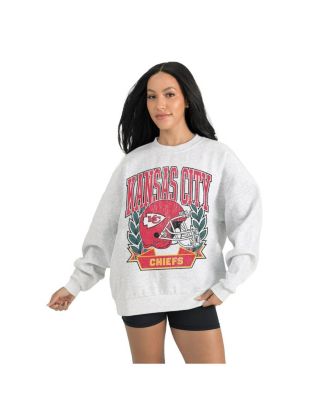 Women's Gray Kansas City Chiefs Heritage Premium Fleece Pullover Sweatshirt