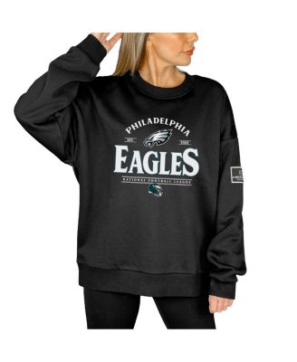 Women's Black Philadelphia Eagles Oversized Players Only Black Label Pullover Sweatshirt