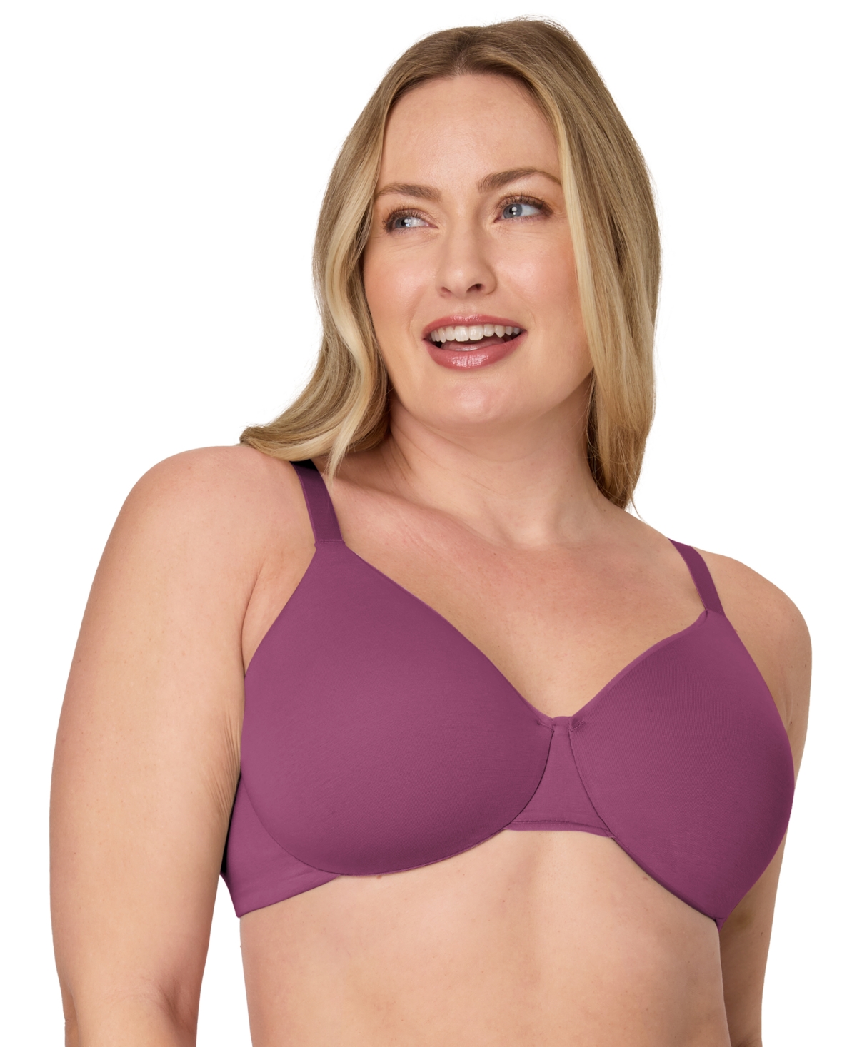 Bali Women's Cotton Collection Underwire T-shirt Bra Df3421 In Purple