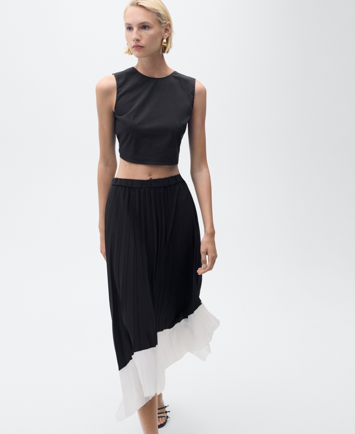 Mango Women's Pleated Asymmetric Skirt
