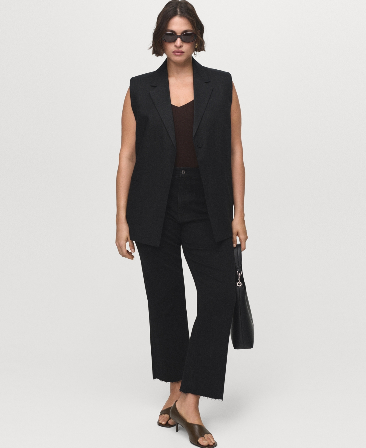 Mango Women's Sienna Flared Cropped Jeans In Black