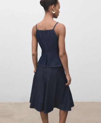 Women's Pleated Denim Skirt