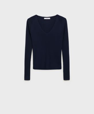 Women's V-Neck Ribbed Knit Sweater