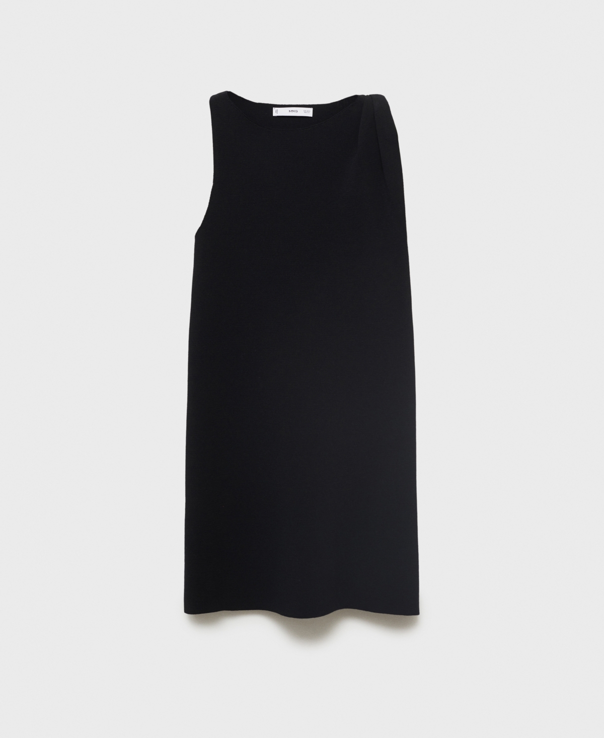 Mango Asymmetrical Knitted Dress With Strap In Black