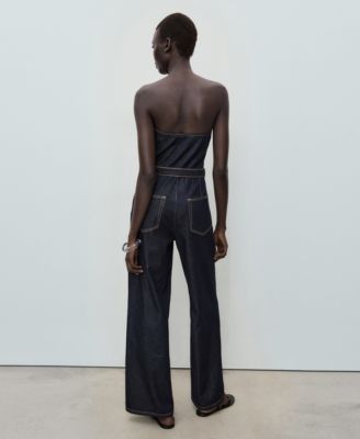 Women's Strapless Denim Jumpsuit