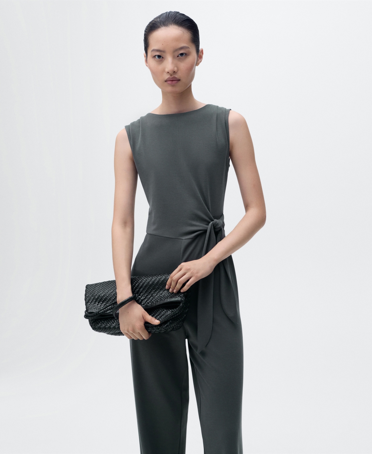 Mango Women's Long Knot Jumpsuit In Gray