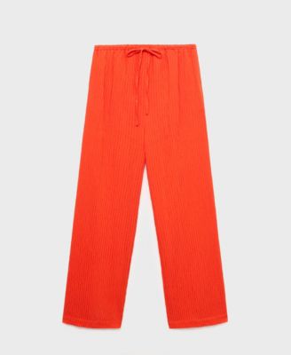 Women's Straight-Leg Crinkled-Effect Pants