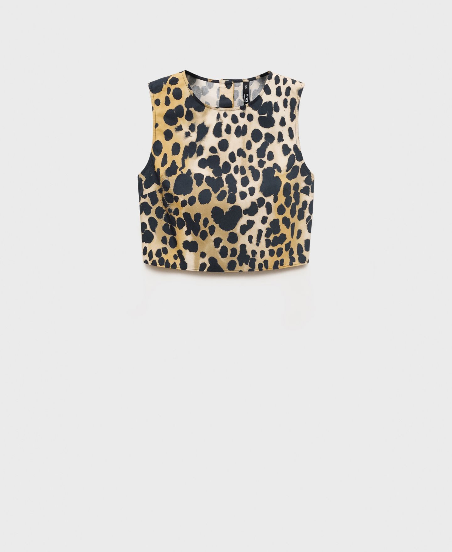 Женский топ Mango Animal-Print Cotton Crop, цвет: Чёрный — фото 1