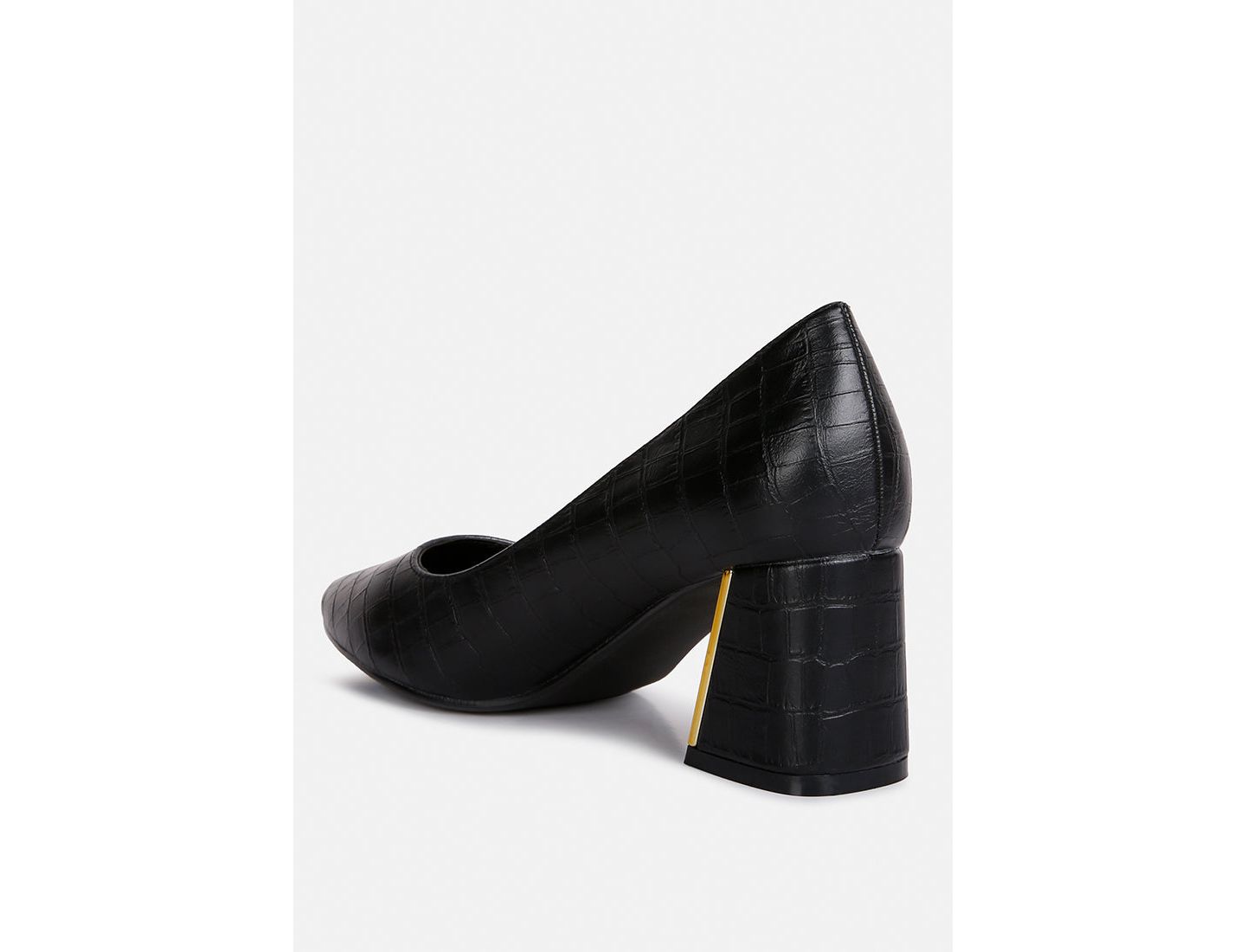 Женские туфли London Rag Emersyn croc block heel pump, цвет: Чёрный — фото 4